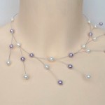 Collier mariage blanc et lilas