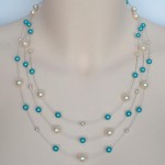 Collier mariage personnalisé et ivoire et bleu turquoise