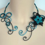 Collier mariage aluminium noir et turquoise