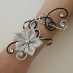 Bracelet_mariage_noir_argent_fleur