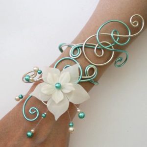 Bracelet ivoire et vert d'eau