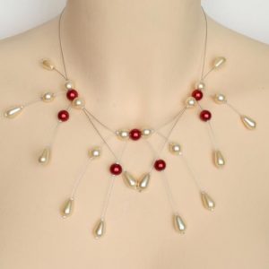 Collier ivoire et rouge