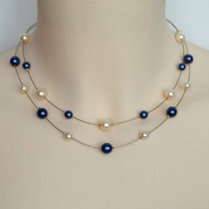 Collier mariage ivoire et bleu marine