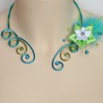 Collier mariage personnalisé en bleu turquoise et vert anis